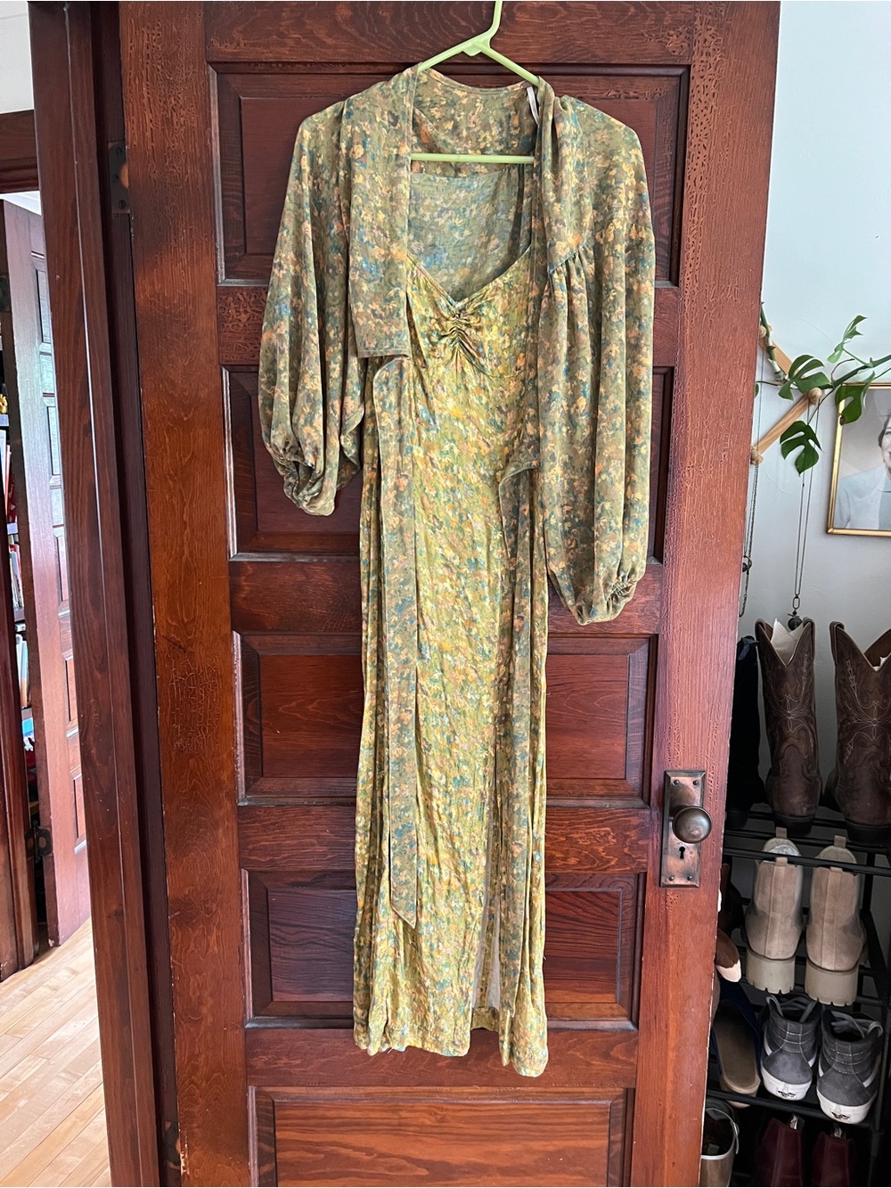 Women's Olive Floral Maxi Dress